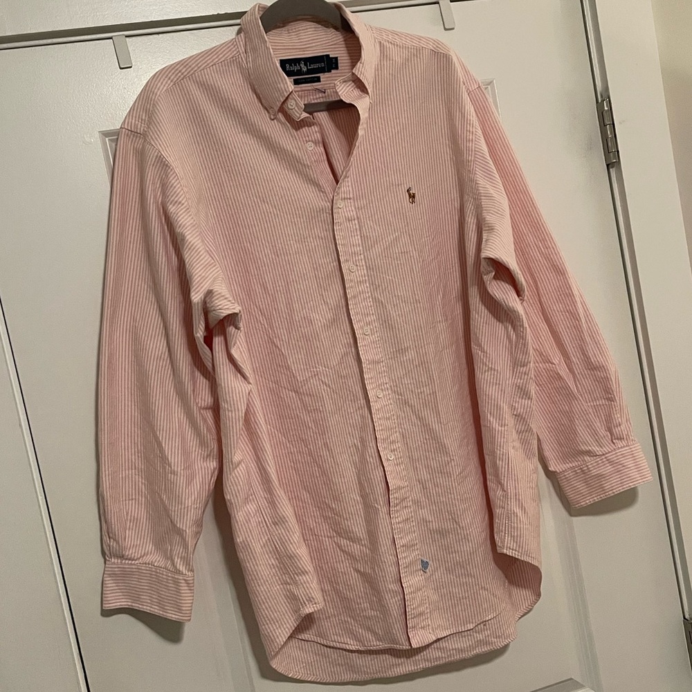 Vintage Pink & White Striped Ralph Lauren Button Down
